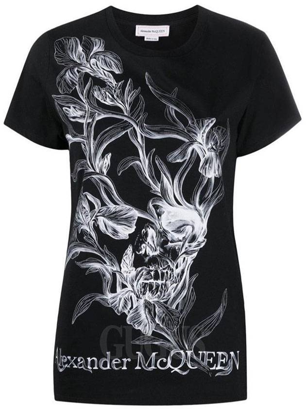 ALEXANDER MCQUEEN Women's Graphic Short Sleeve T-Shirt Black